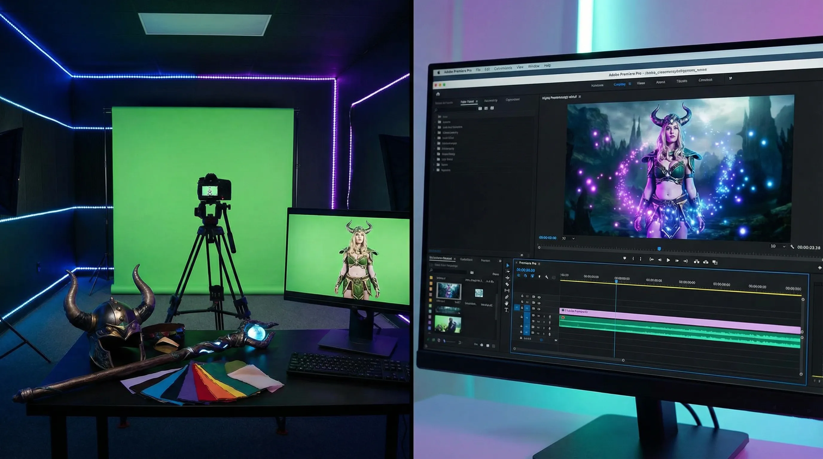 黄色仓库 cos视频制作 - 绿幕摄影棚和特效合成工作台