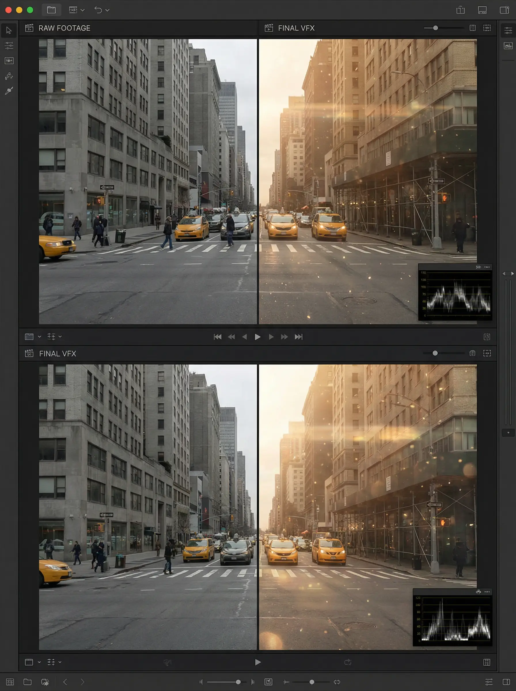 黄色仓库 电影级调色对比效果 - 城市街景色彩校正