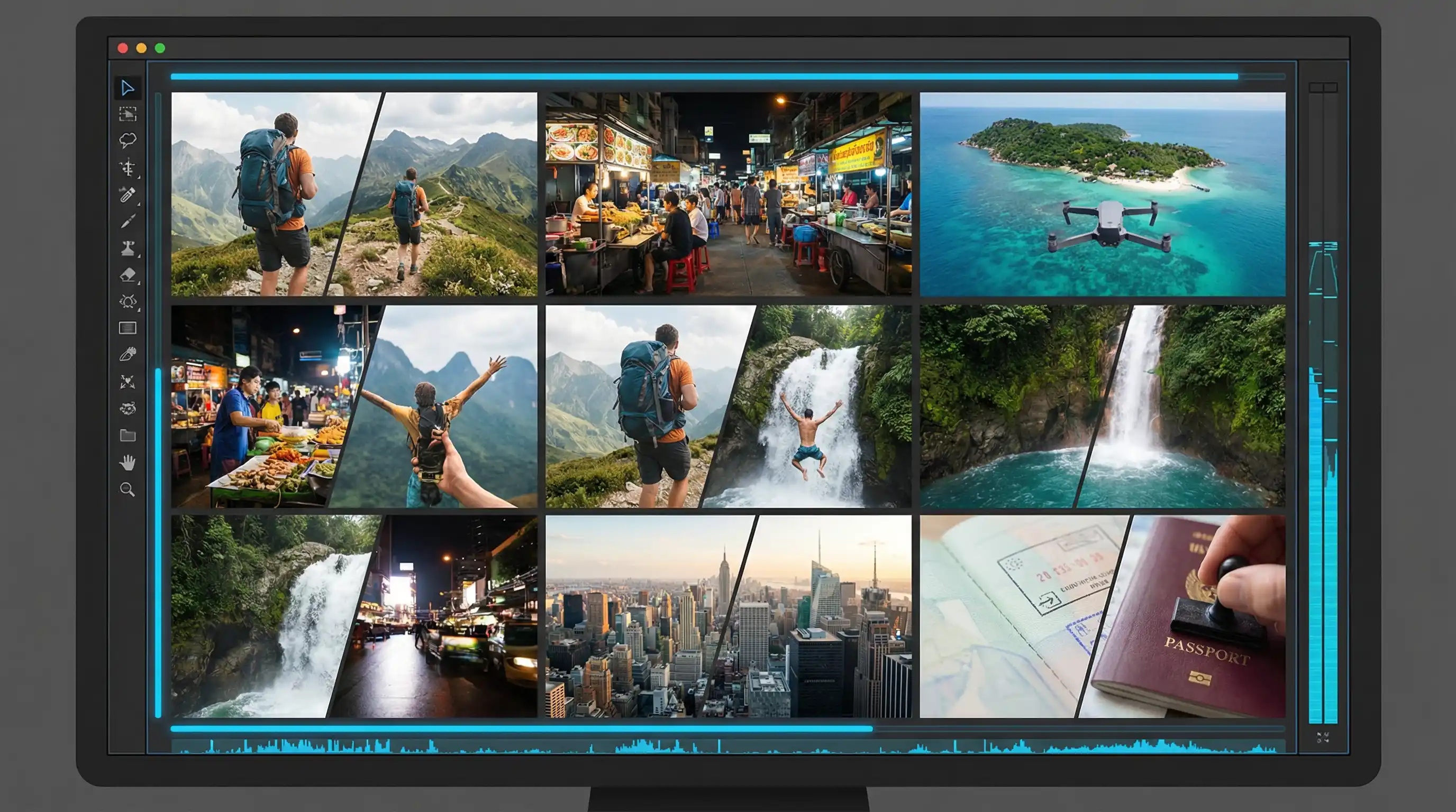 黄色仓库 旅行Vlog剪辑模板 - 动态分屏效果